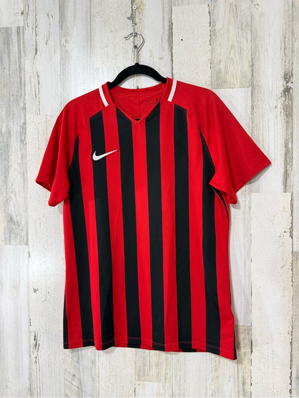 Nike Men’s Red & Black Striped Soccer Jersey